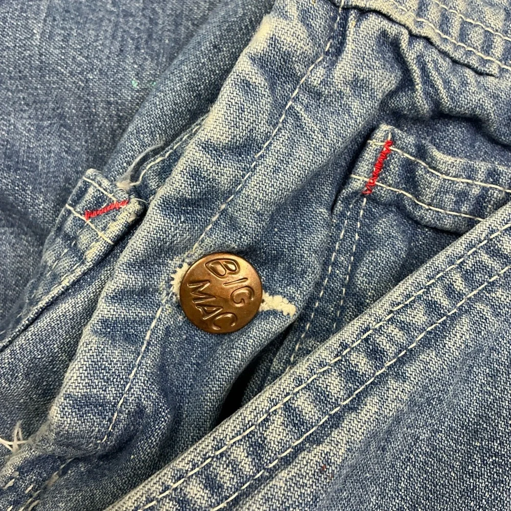 Vintage Big Mac 70s denim bib overalls USA made waist 31/32, 27 in inseam